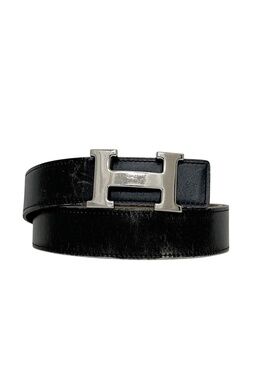 Hermes Belt Black Brown Constance Waist 93 30 Box Calf Togo Logo Buckle